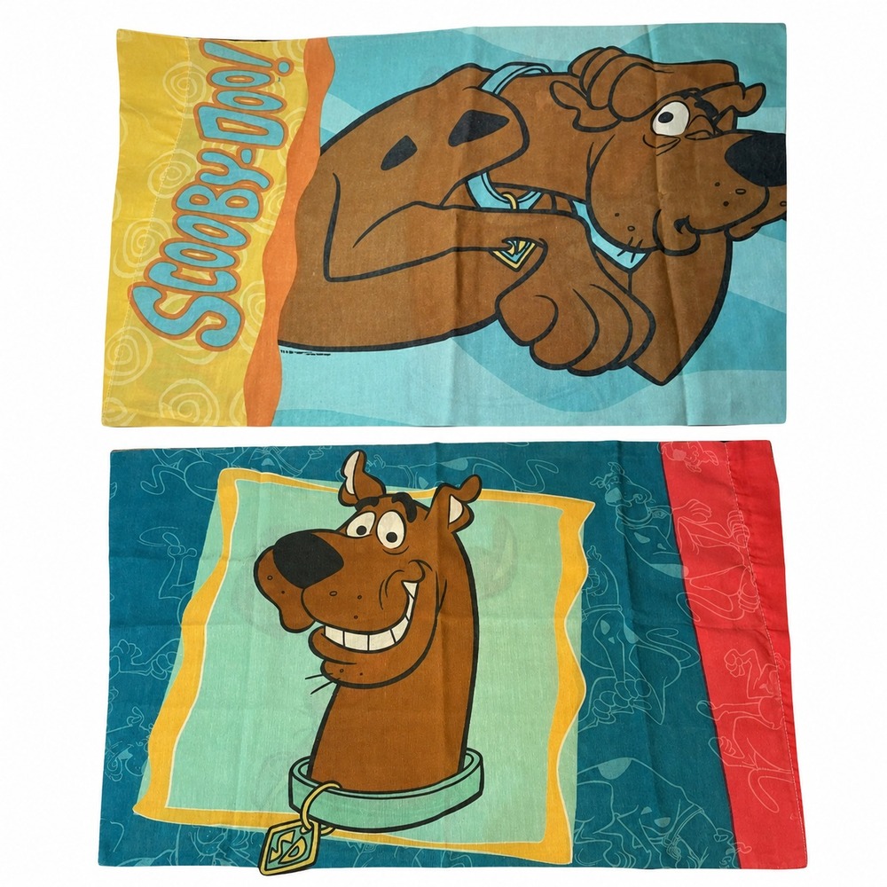 Scooby-Doo Bibb Company Standard Pillow Cases 1998 Blue USA Set Of 2 Vintage